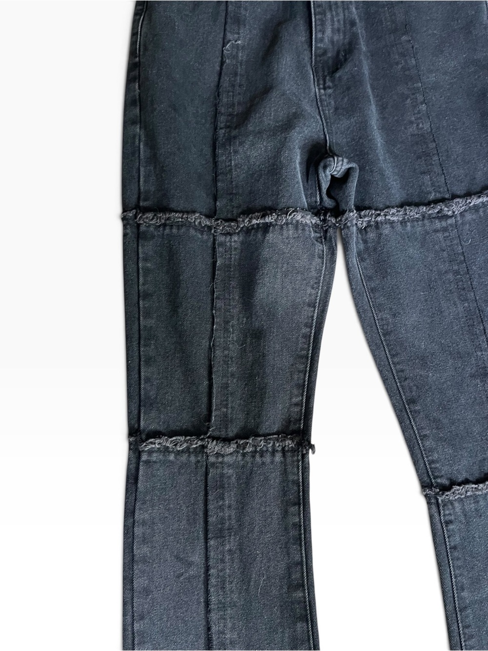 Nasty Gal Black Patchwork Flared Jeans - Picture 2 of 10